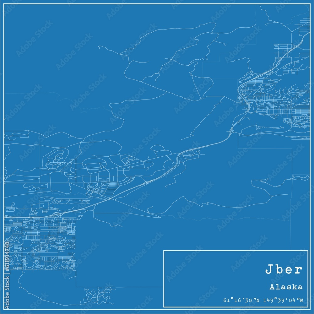 Blueprint US city map of Jber, Alaska.