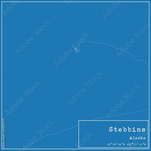 Blueprint US city map of Stebbins, Alaska. photo