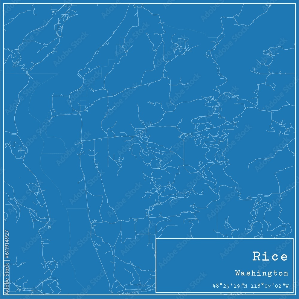 Blueprint US city map of Rice, Washington.