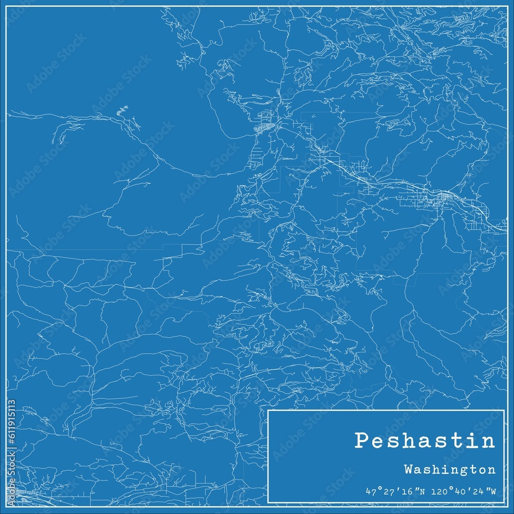 Blueprint US city map of Peshastin, Washington.