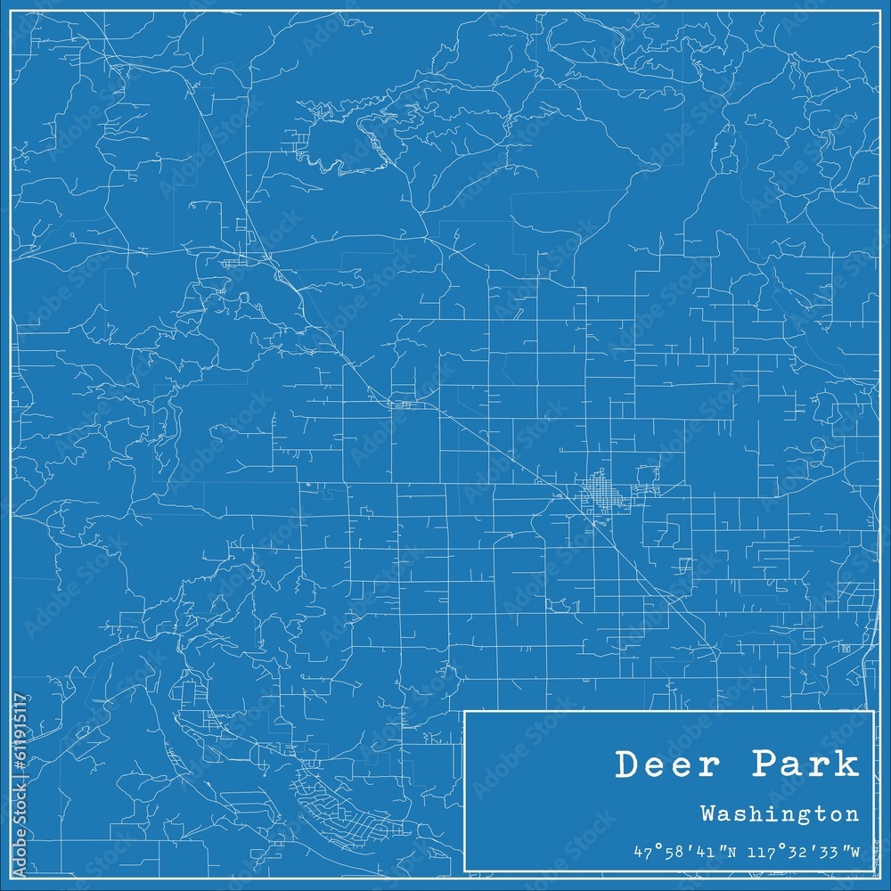 Blueprint US city map of Deer Park, Washington.