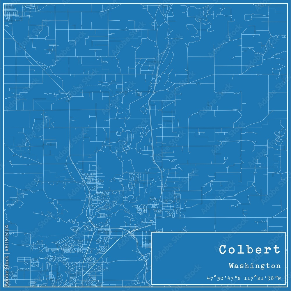 Blueprint US city map of Colbert, Washington.