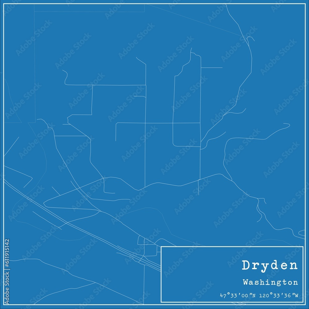 Blueprint US city map of Dryden, Washington.