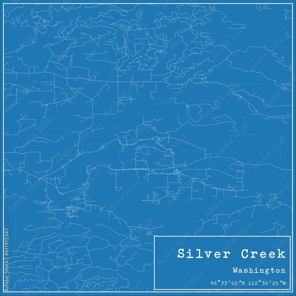 Fototapeta premium Blueprint US city map of Silver Creek, Washington.