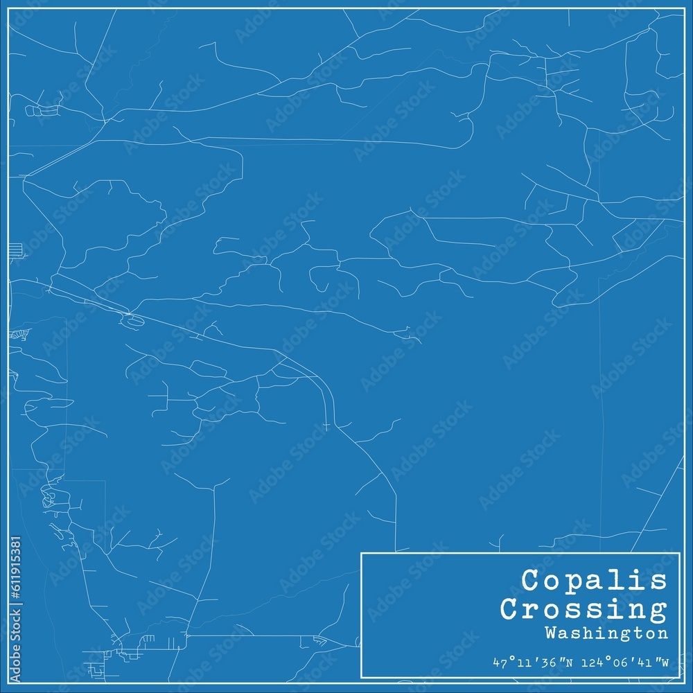Blueprint US city map of Copalis Crossing, Washington.