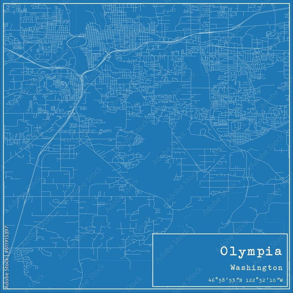 Blueprint US city map of Olympia, Washington. Blueprint US city map of Olympia, Washington.