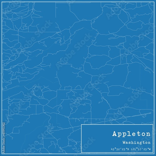 Blueprint US city map of Appleton, Washington. photo