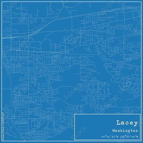 Obraz na plátne Blueprint US city map of Lacey, Washington.