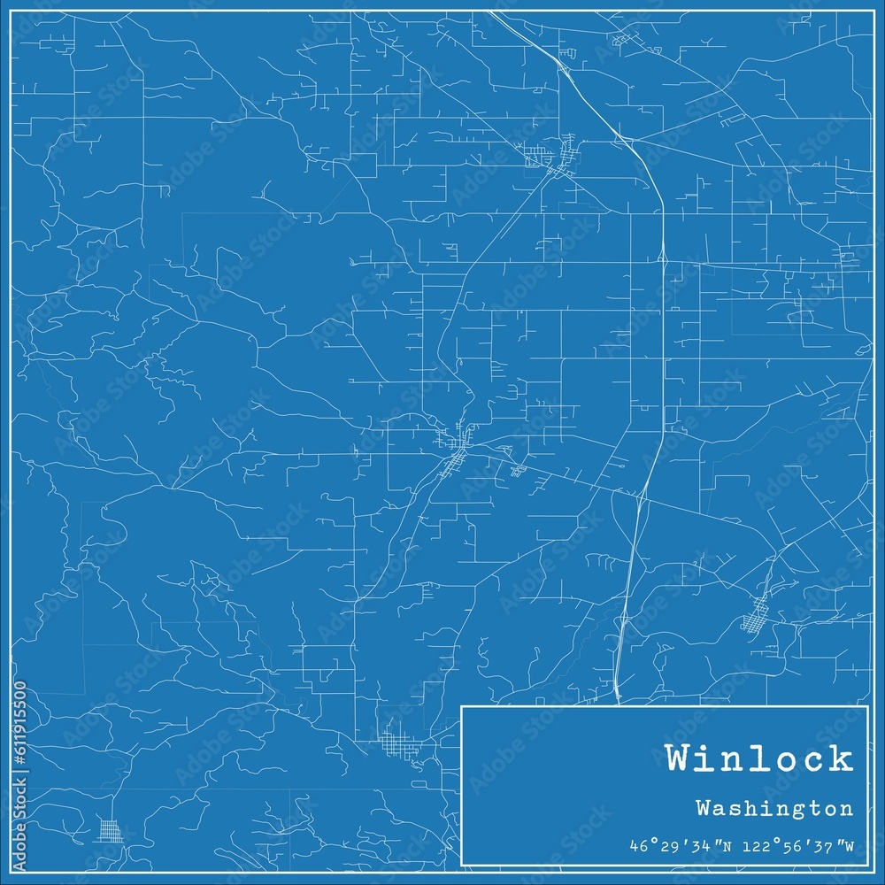 Blueprint US city map of Winlock, Washington.