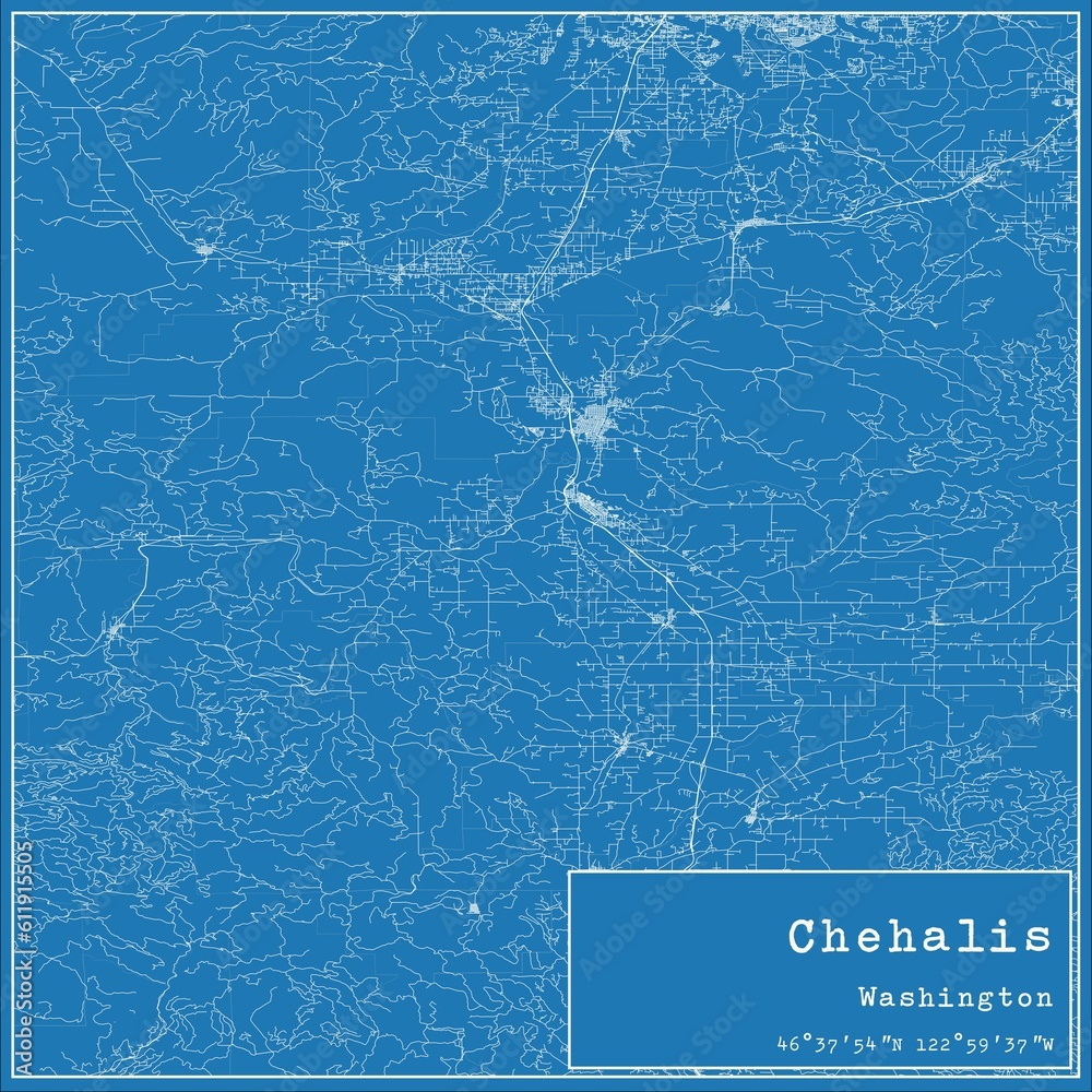 Blueprint US city map of Chehalis, Washington. Blueprint US city map of Chehalis, Washington.