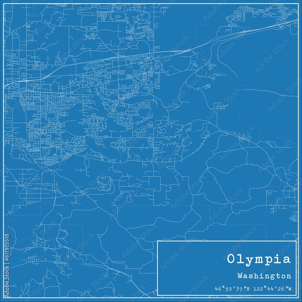 Fototapeta mapa świata dla dzieci Blueprint US city map of Olympia