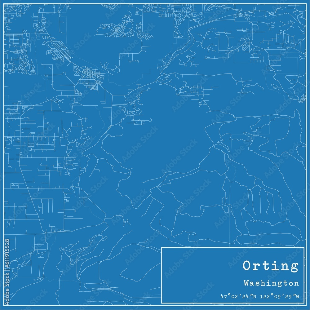 Blueprint US city map of Orting, Washington.