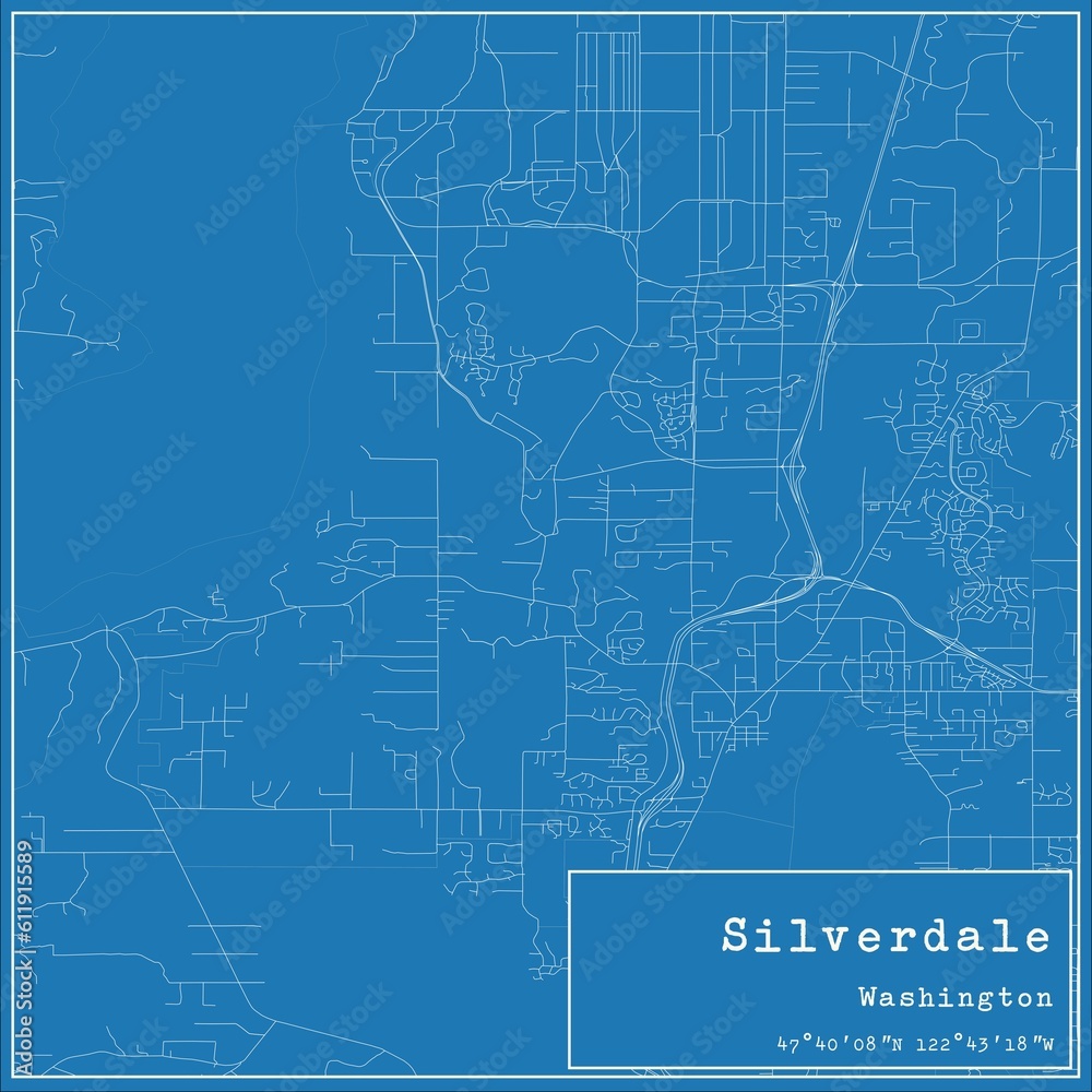 Blueprint US city map of Silverdale, Washington. Blueprint US city map of Silverdale, Washington.