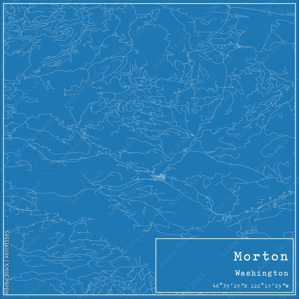 Blueprint US city map of Morton, Washington.
