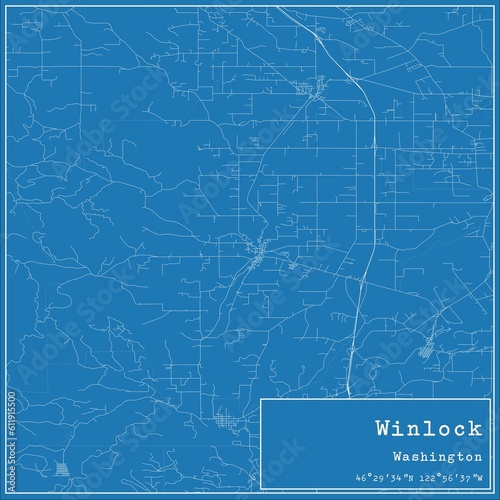 Blueprint US city map of Winlock, Washington.