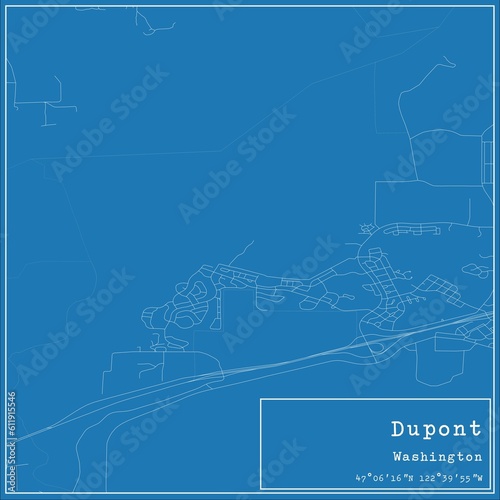 Blueprint US city map of Dupont, Washington. photo