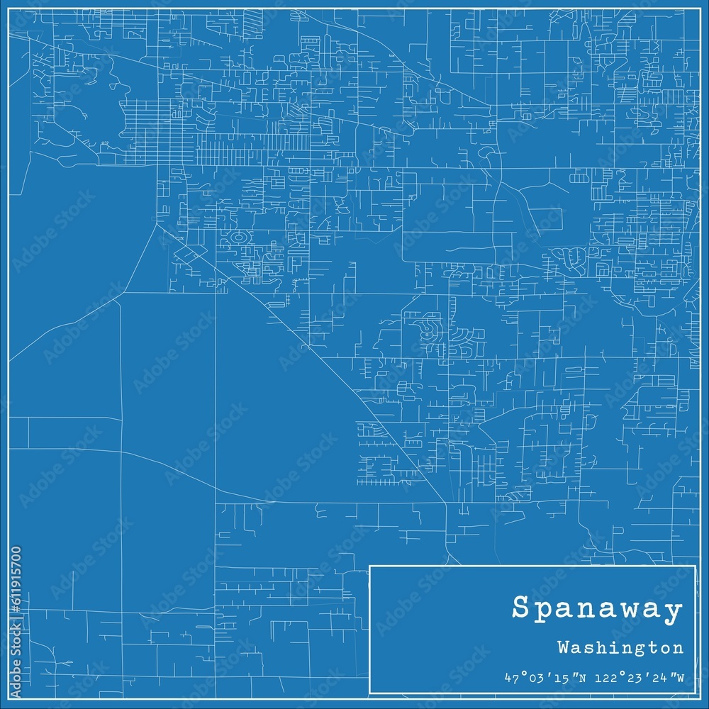 Blueprint US city map of Spanaway, Washington. Blueprint US city map of Spanaway, Washington.
