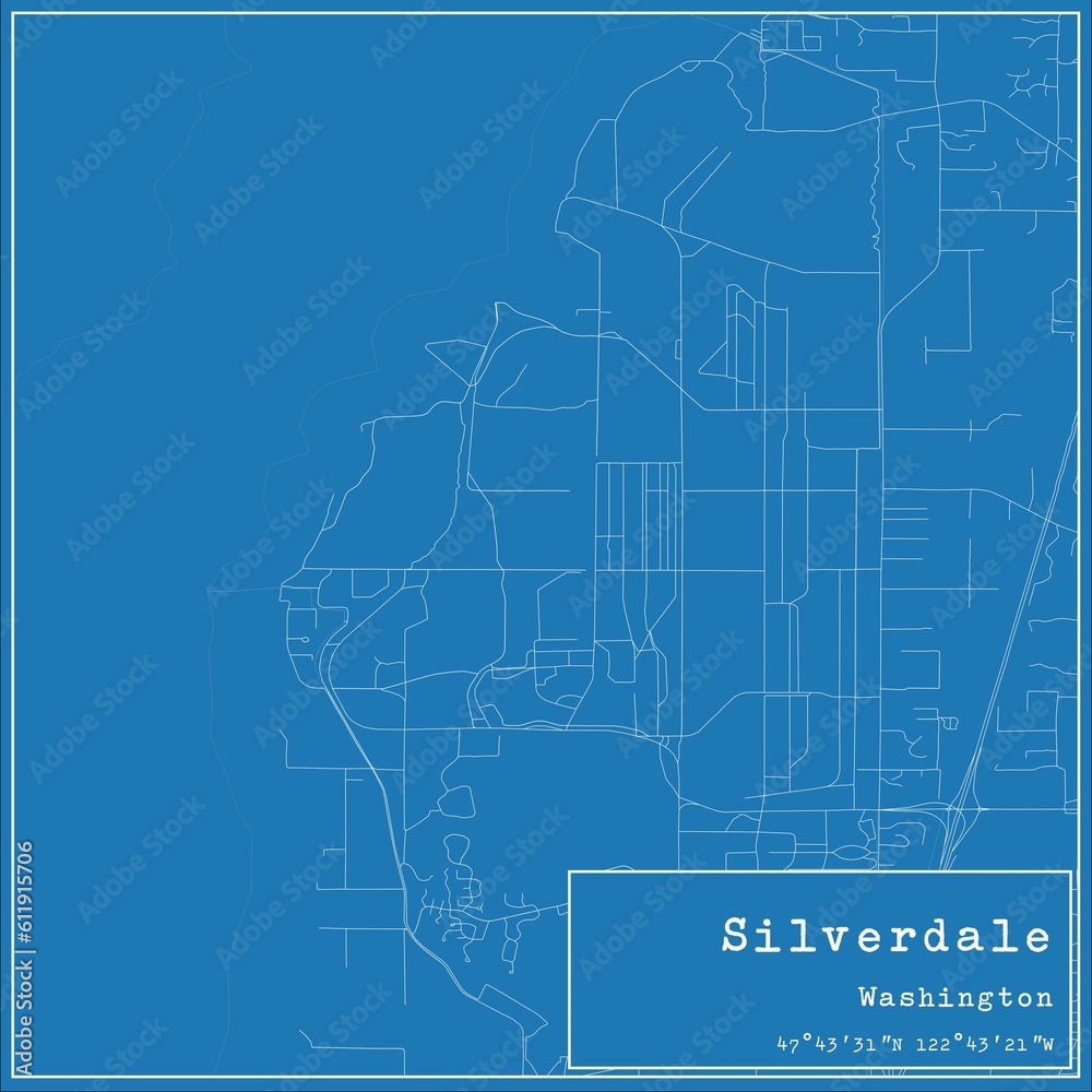 Blueprint US city map of Silverdale, Washington.