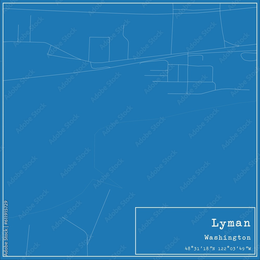 Blueprint US city map of Lyman, Washington.