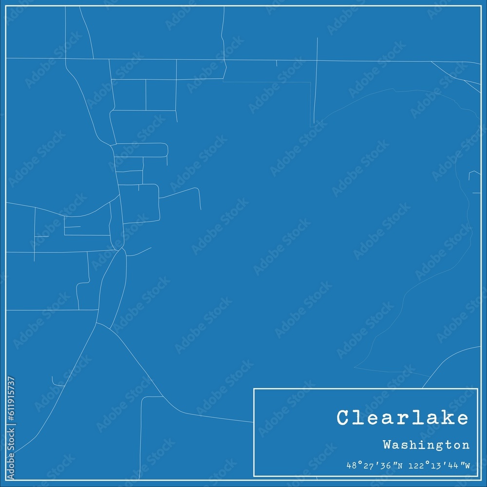 Blueprint US city map of Clearlake, Washington.