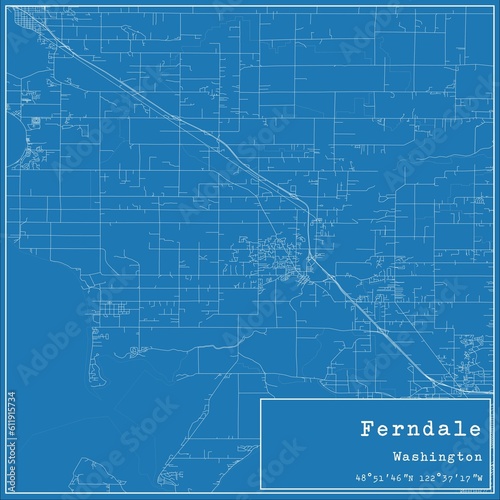 Blueprint US city map of Ferndale, Washington. photo