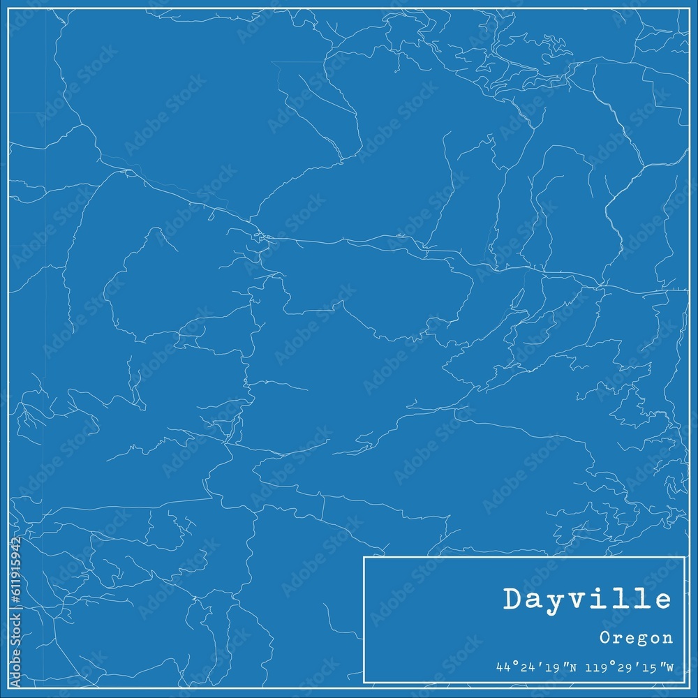Obraz premium Blueprint US city map of Dayville, Oregon.