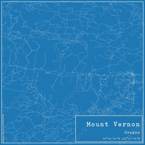 Blueprint US city map of Mount Vernon  Oregon.