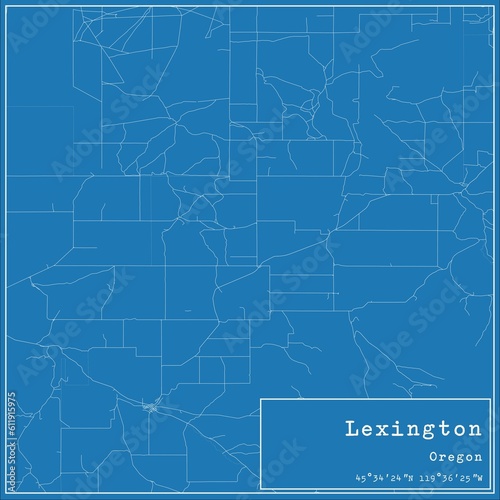 Blueprint US city map of Lexington, Oregon.