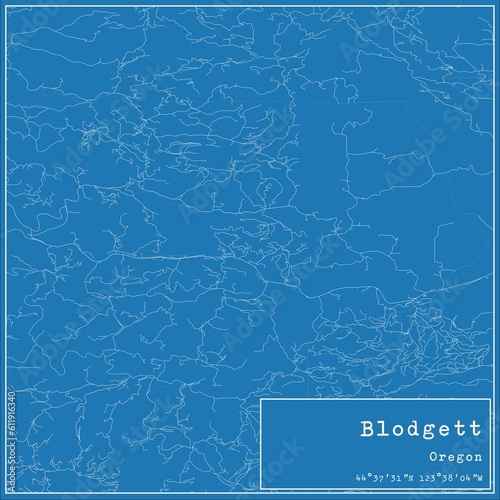 Blueprint US city map of Blodgett, Oregon. photo