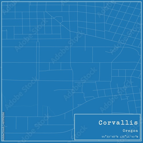 Blueprint US city map of Corvallis  Oregon.