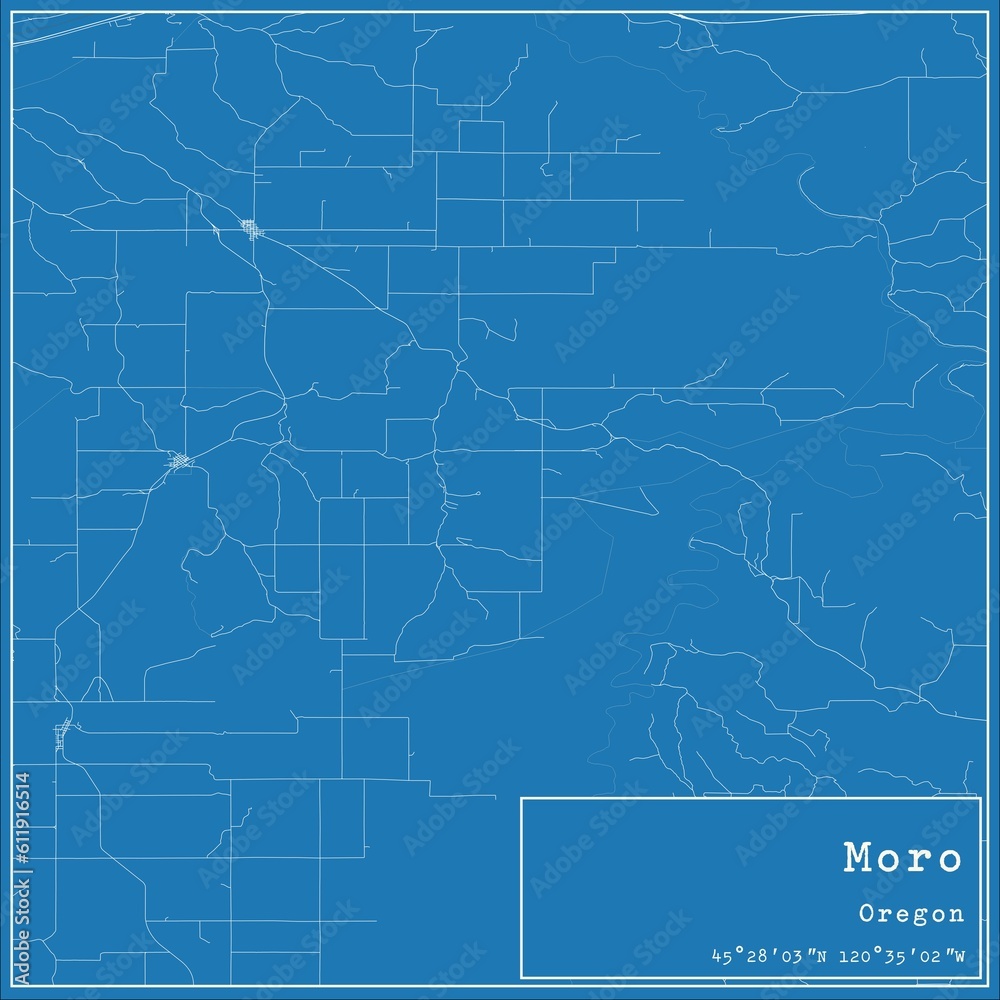 Fototapeta premium Blueprint US city map of Moro, Oregon.