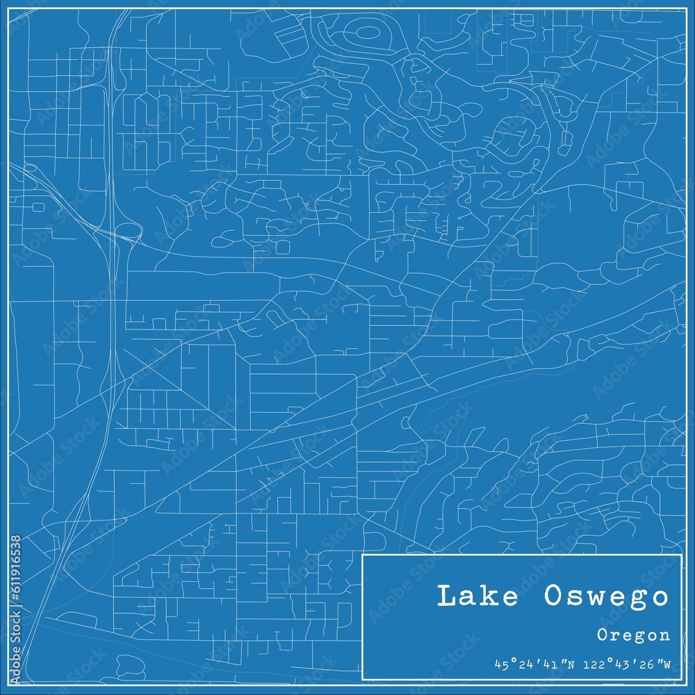 Blueprint US city map of Lake Oswego, Oregon. Blueprint US city map of Lake Oswego, Oregon.