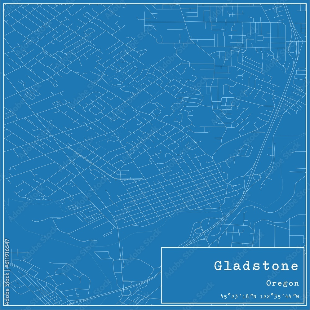 Fototapeta premium Blueprint US city map of Gladstone, Oregon.