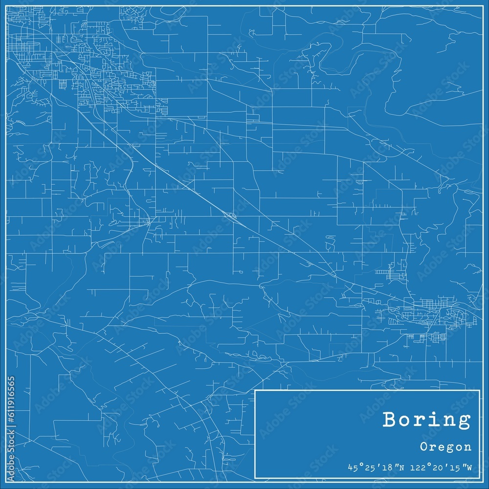 Fototapeta premium Blueprint US city map of Boring, Oregon.