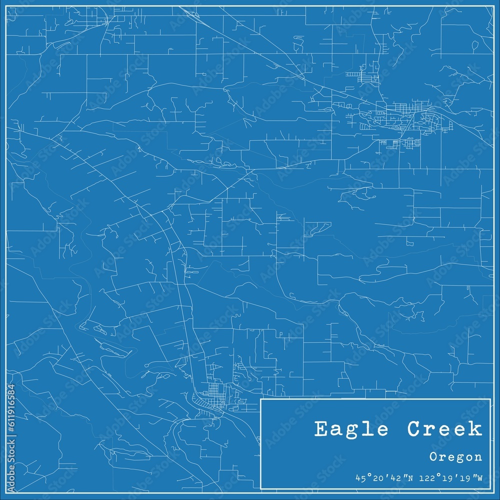 Blueprint US city map of Eagle Creek, Oregon.