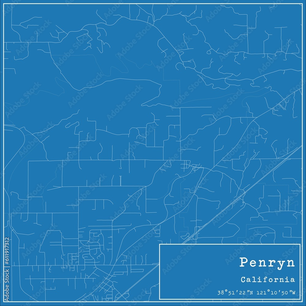 Blueprint US city map of Penryn, California. Blueprint US city map of Penryn, California.