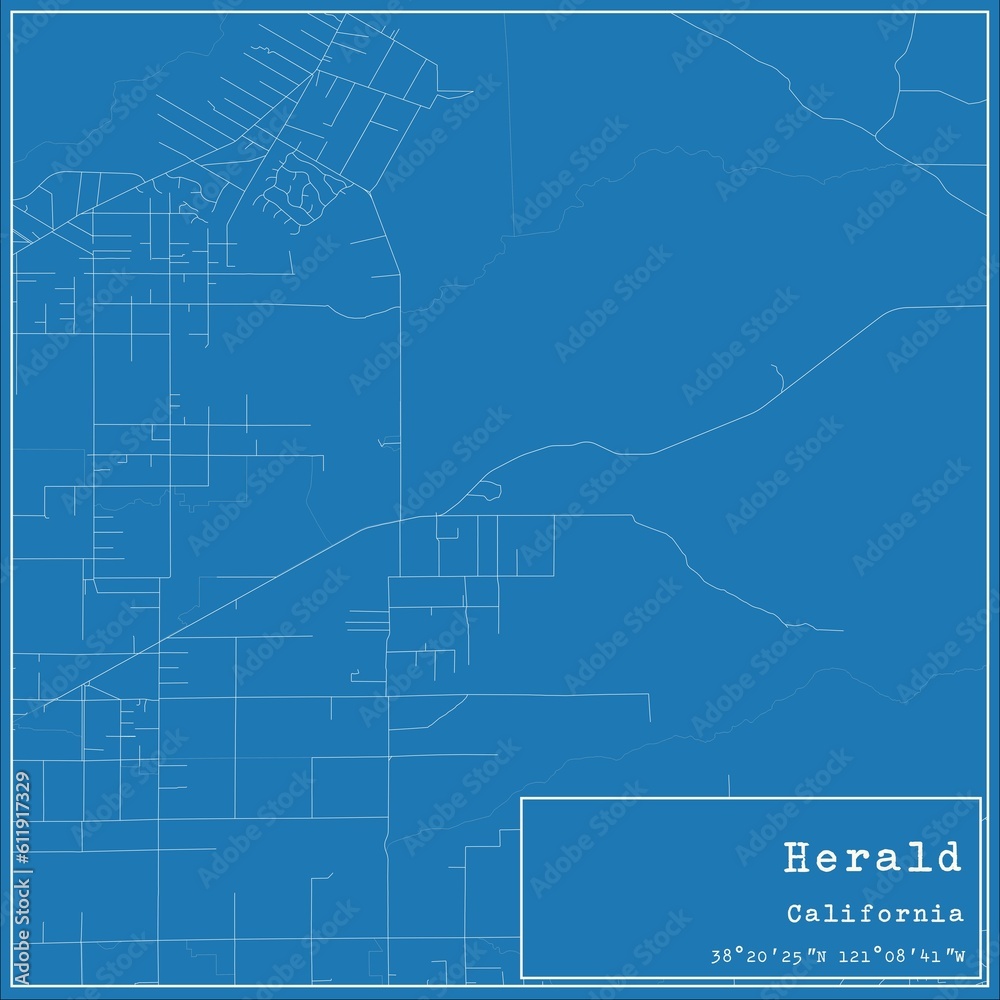 Blueprint US city map of Herald, California.