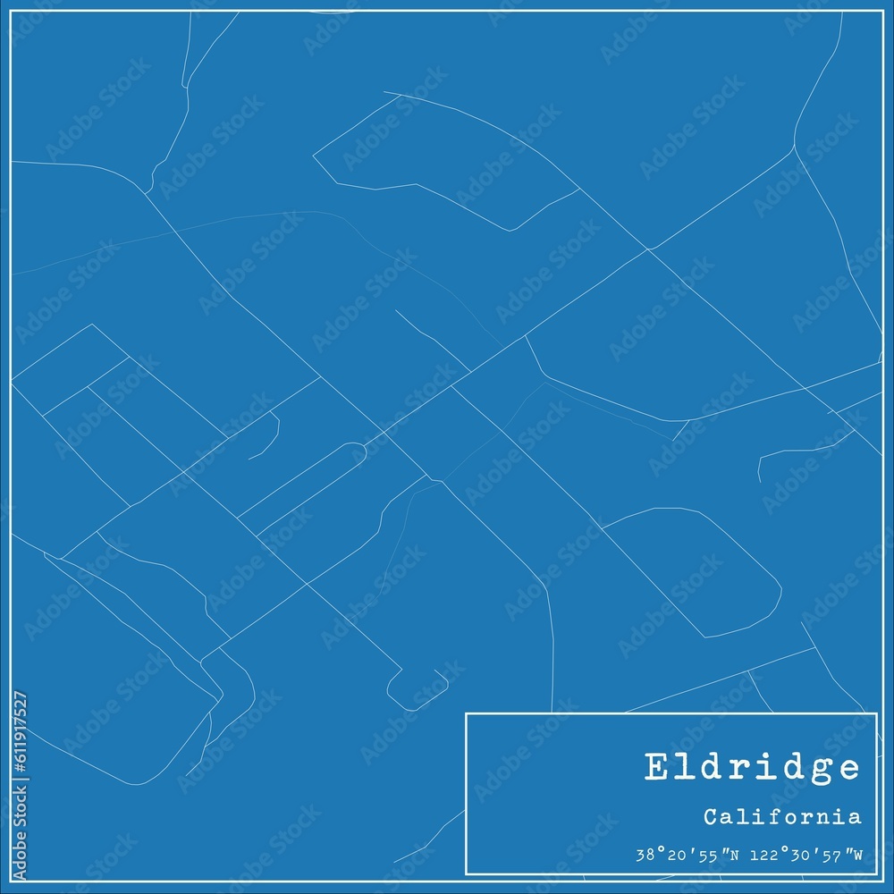 Fototapeta premium Blueprint US city map of Eldridge, California.