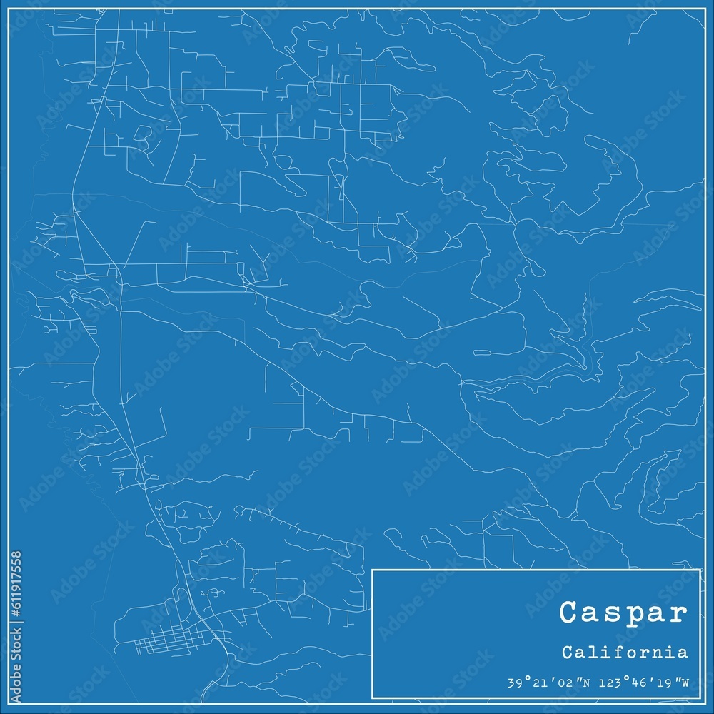 Obraz premium Blueprint US city map of Caspar, California.