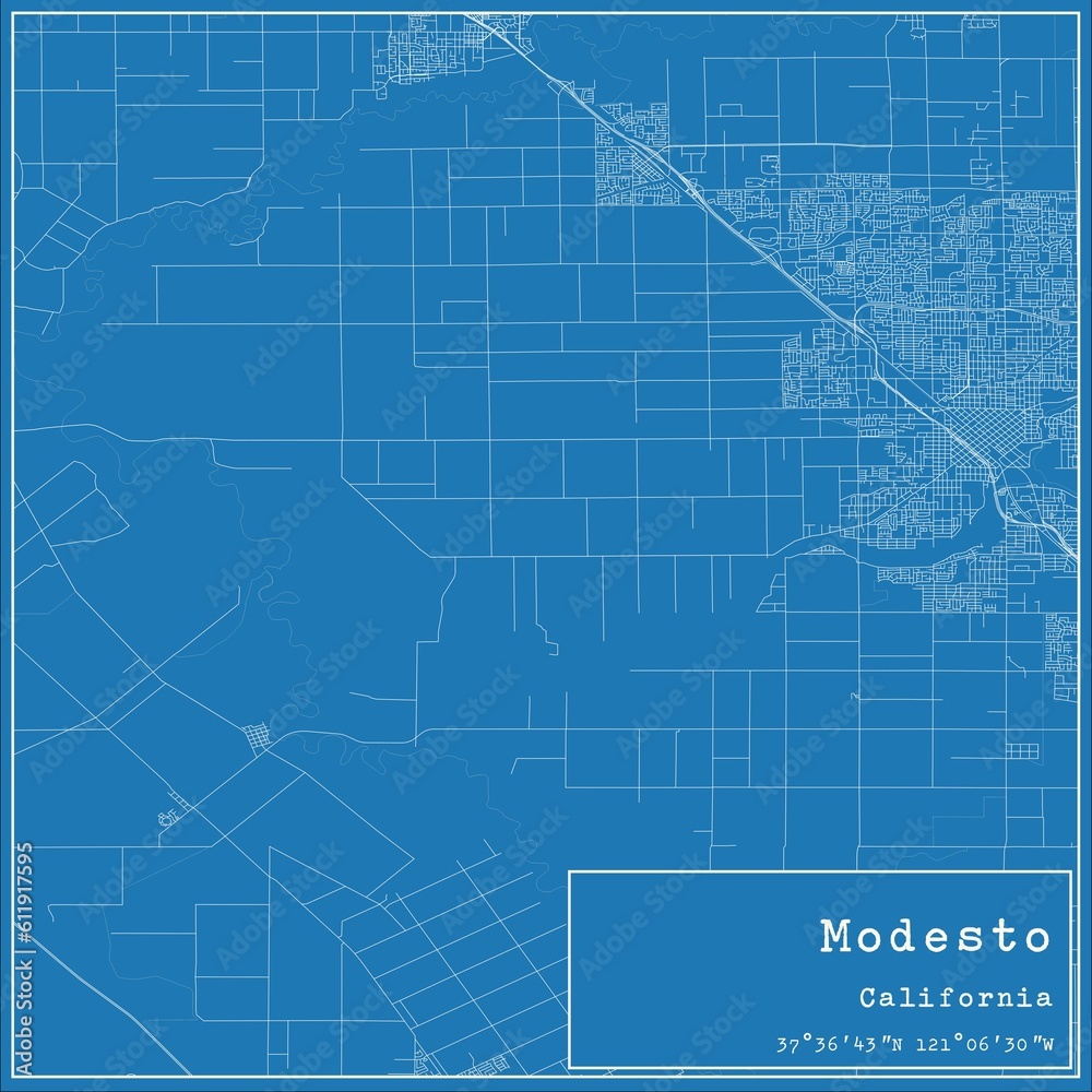 Blueprint US city map of Modesto, California. Blueprint US city map of Modesto, California.