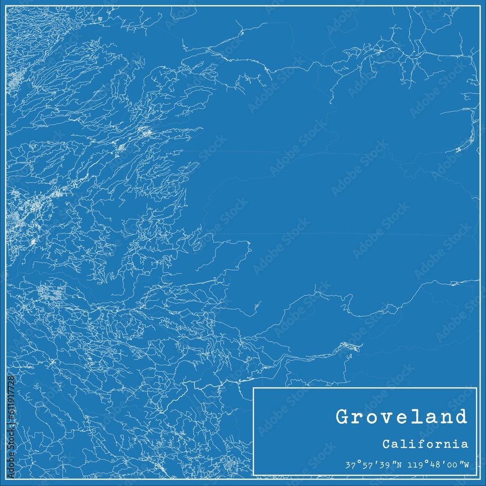Obraz premium Blueprint US city map of Groveland, California.
