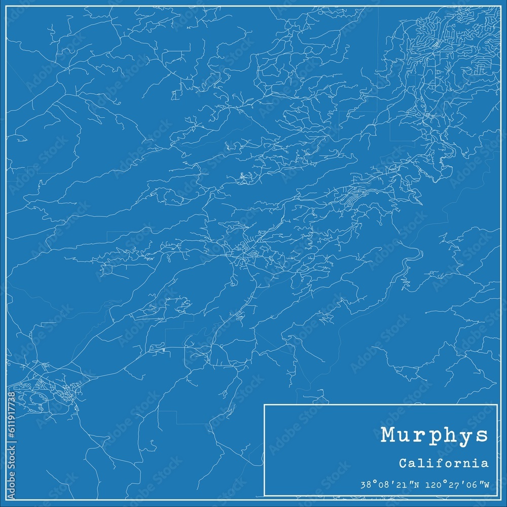 Blueprint US city map of Murphys, California.