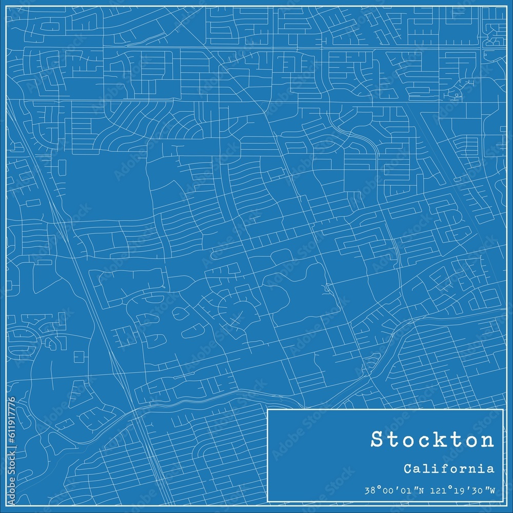 Blueprint US city map of Stockton, California. Blueprint US city map of Stockton, California.