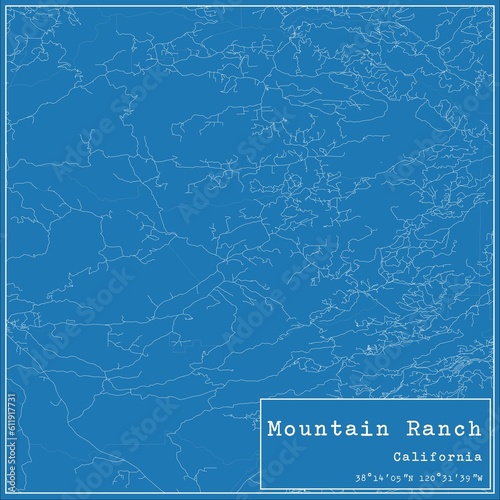 Blueprint US city map of Mountain Ranch  California.