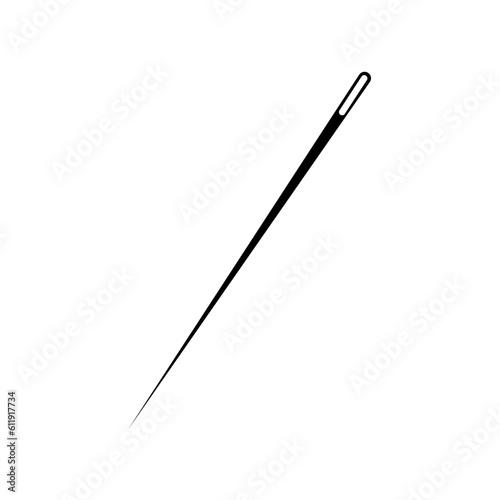 Needle isolated on white background, sewing needle icon flat vector illustration isolated on white background.