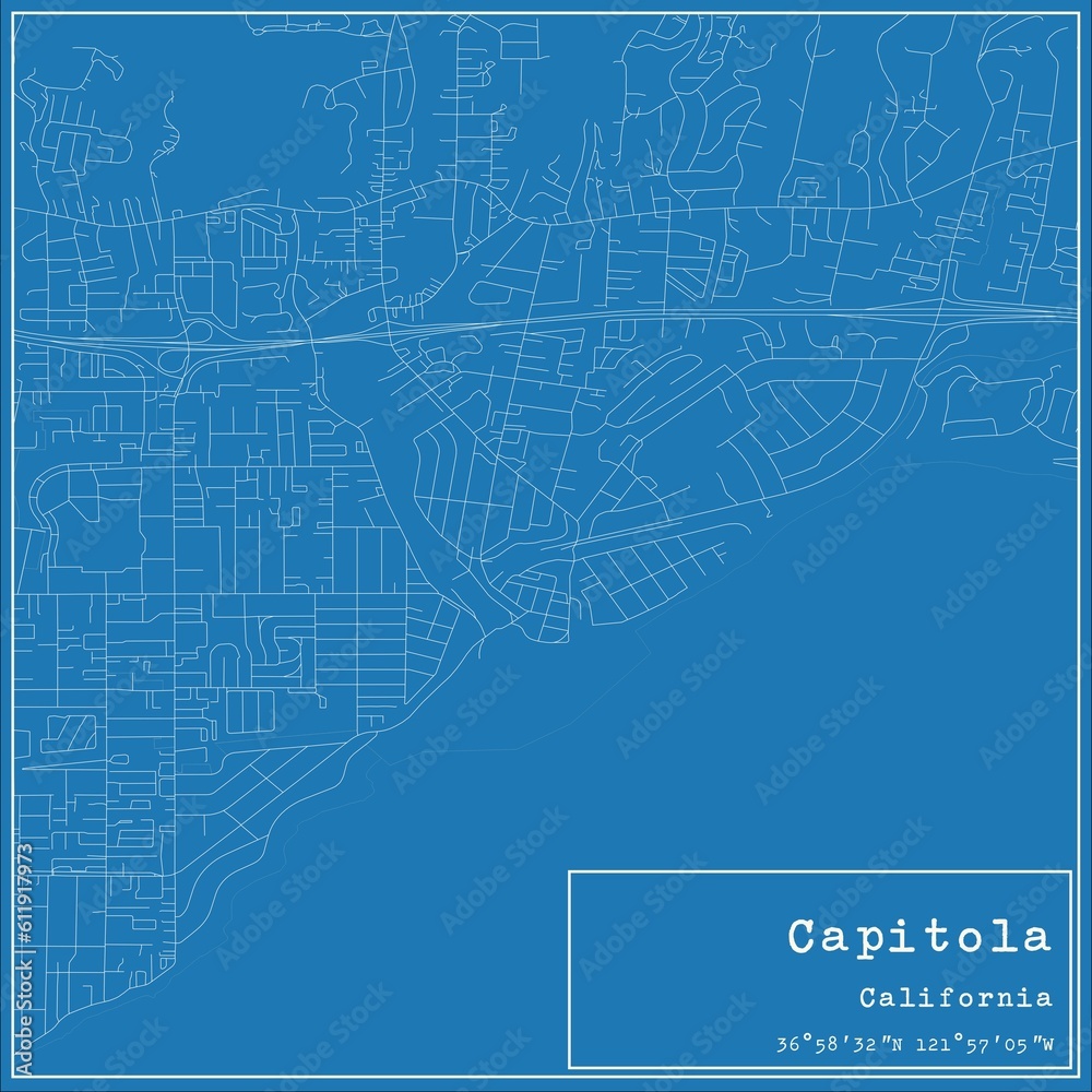 Obraz premium Blueprint US city map of Capitola, California.