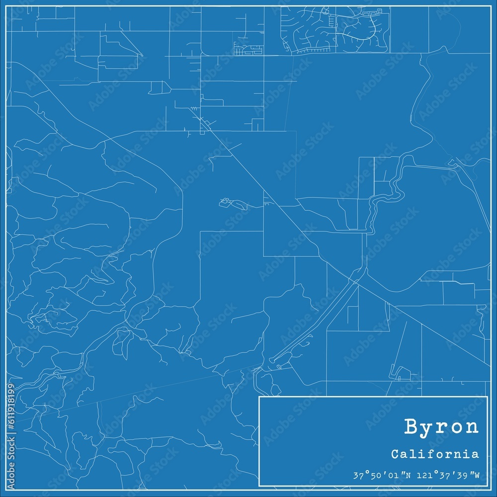 Blueprint US city map of Byron, California.