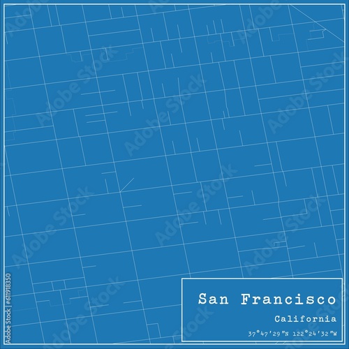 Blueprint US city map of San Francisco, California. © Rezona