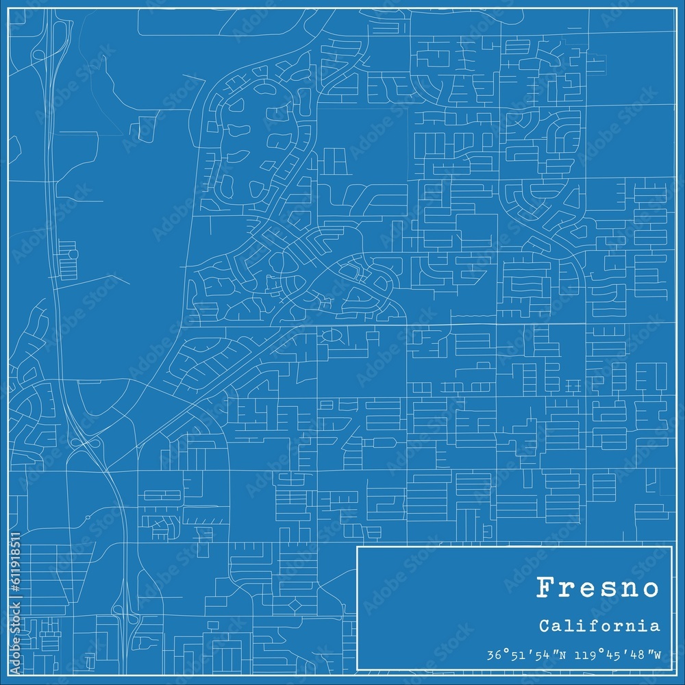 custom made wallpaper toronto digitalBlueprint US city map of Fresno, California.