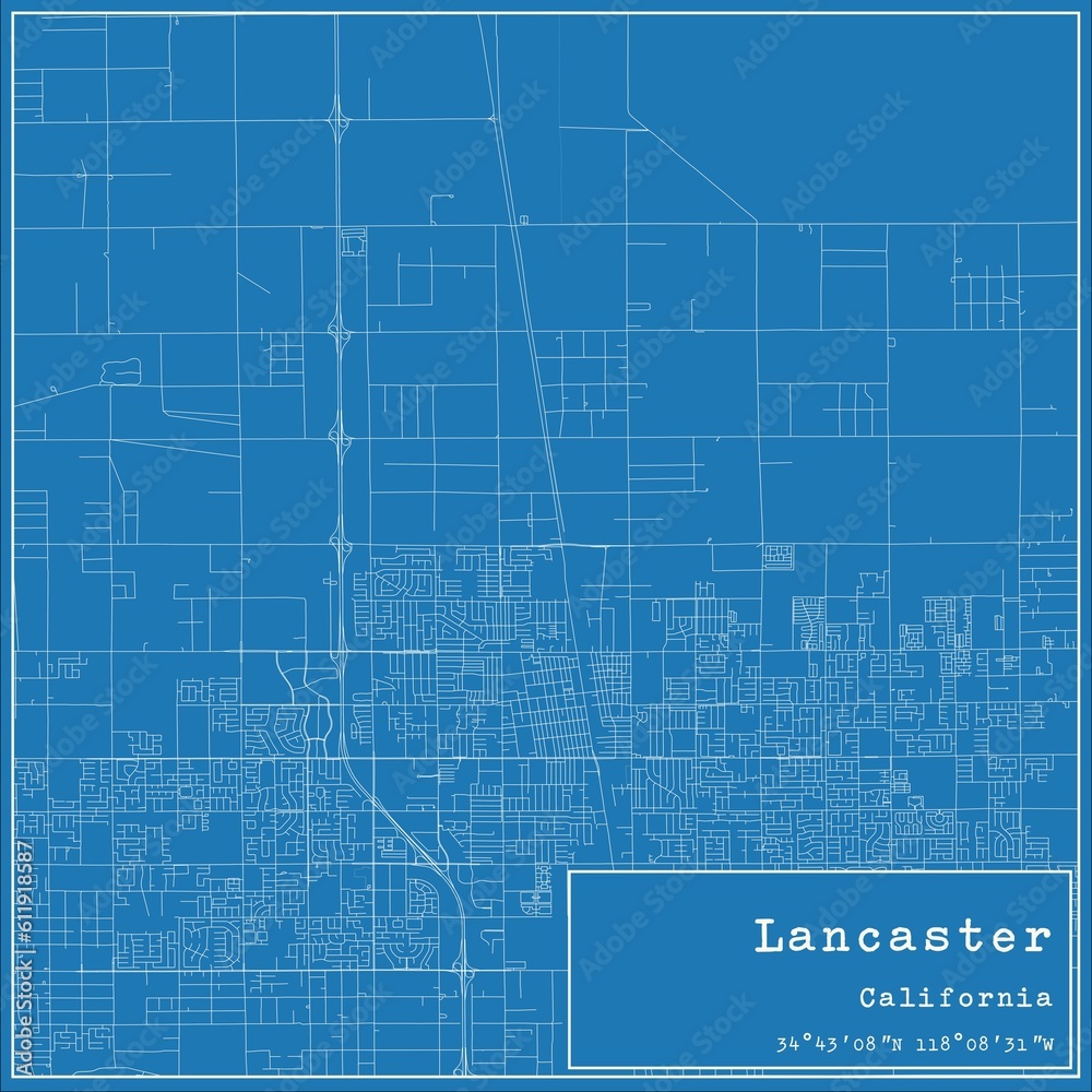 custom made wallpaper toronto digitalBlueprint US city map of Lancaster, California.